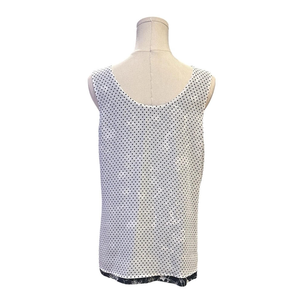 White House Black Market Floral Sleeveless Navy Blue Blouse Top Womens Size M - Picture 6 of 8
